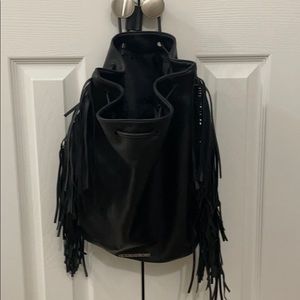 Black fringe backpack